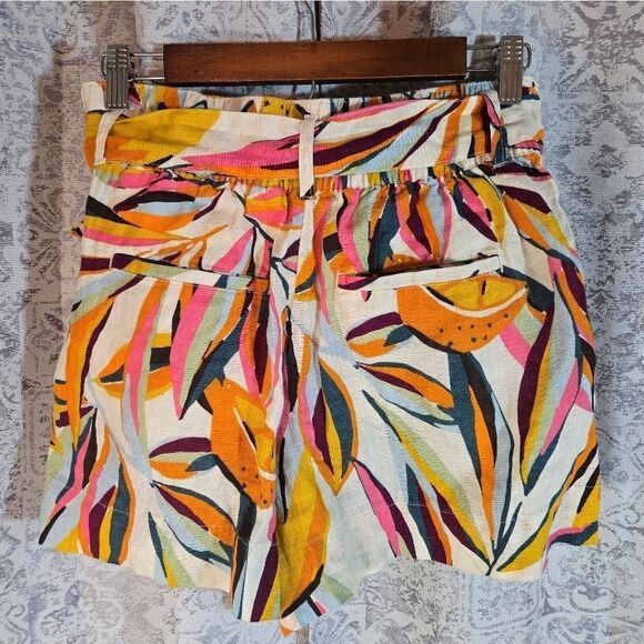 C&C California Linen Very High Waisted Tropical Print Shorts Womens Size Medium - Picture 2 of 12